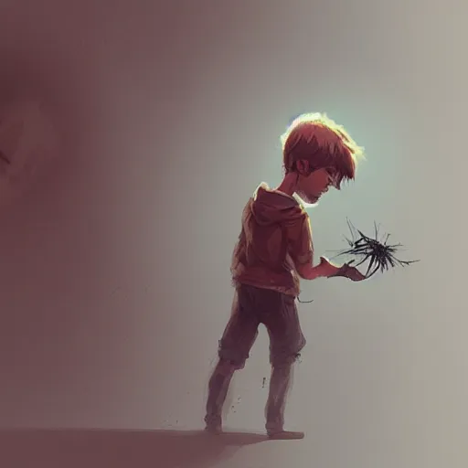 Image similar to the boy who caught the sun in his web, digital concept art, trending on art station