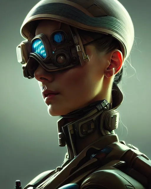 Image similar to beautiful female soldier, portrait, cyberpunk, ultra detailed, elegant, intricate, dynamic lighting, hyperrealism, digital art, digital painting, artstation, wlop, sharp focus, illustration, art by artgerm and greg rutkowski and alphonse mucha, 8 k