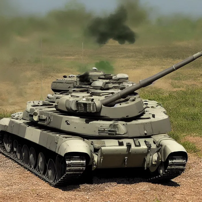 Image similar to t - 9 0 m firing at t 7 2 b 3 m photo realistic