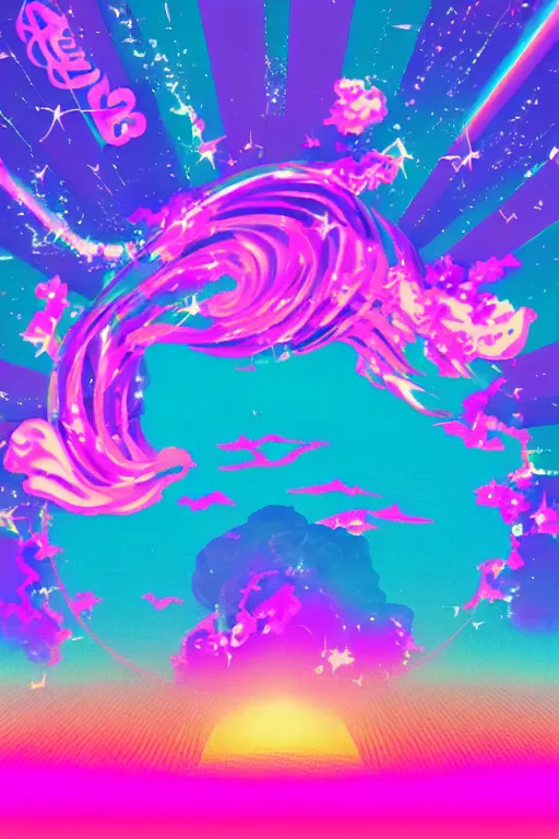 Image similar to retro vaporwave pastelpunk abstract sailormoon gradient synth wave cloud ripple visualizer