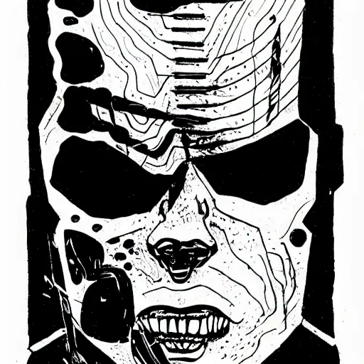 Image similar to the terminator juni ito ink drawing