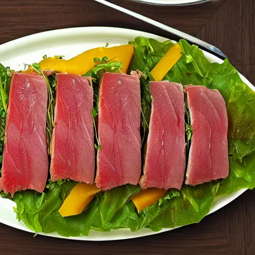 Image similar to a tuna made from vegetables