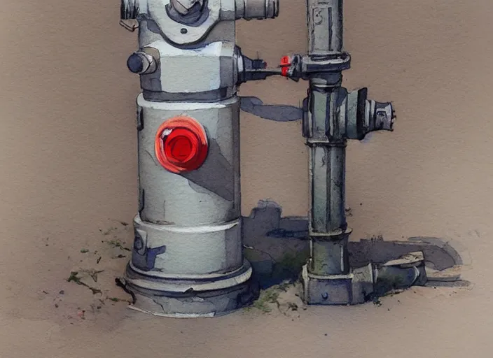 Prompt: concept art of a hydrant, pinterest, artstation trending, behance, watercolor, by coby whitmore, silver, laser light,