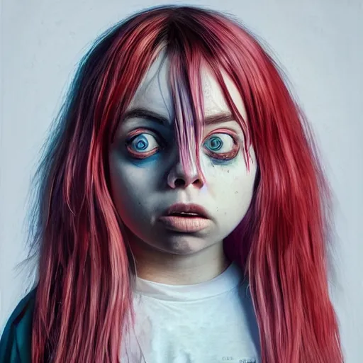 Prompt: painting of billie eilish by michal karcz in the style of chucky