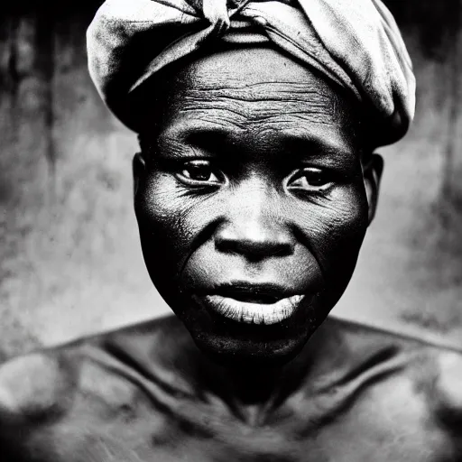 Image similar to black and white photo, portrait of Congo mineworker by sebastiao salgado, realistic, Leica, medium format, cinematic lighting, parallax, high resolution,