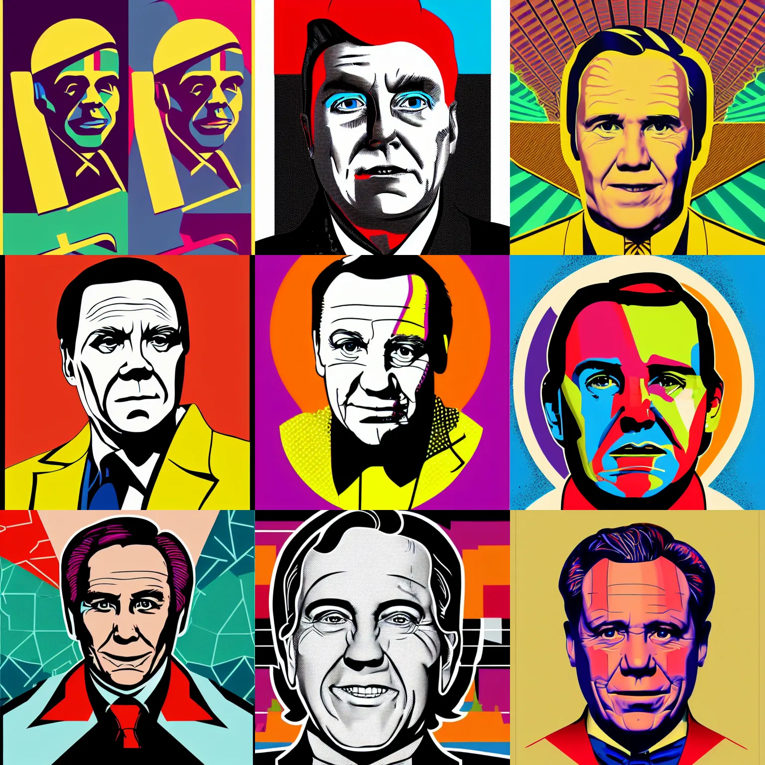 Prompt: symmetry!! portrait of francois legault in 2 0 2 0, francois legault retro futurist illustration portrait art by butcher billy, sticker, colorful, illustration, highly detailed, simple, smooth and clean vector curves, no jagged lines, vector art, smooth andy warhol style