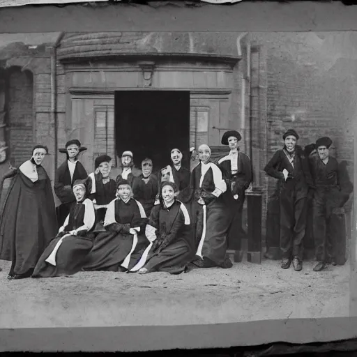 Image similar to Victorian Photograph of Medical students outside posing for a photograph next to a skeleton