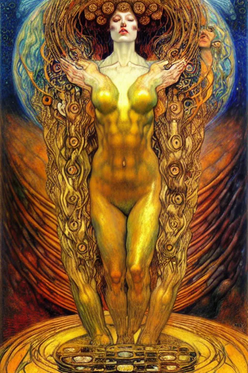 Image similar to Divine Chaos Engine by Karol Bak, Jean Delville, William Blake, Gustav Klimt, and Vincent Van Gogh, symbolist, visionary