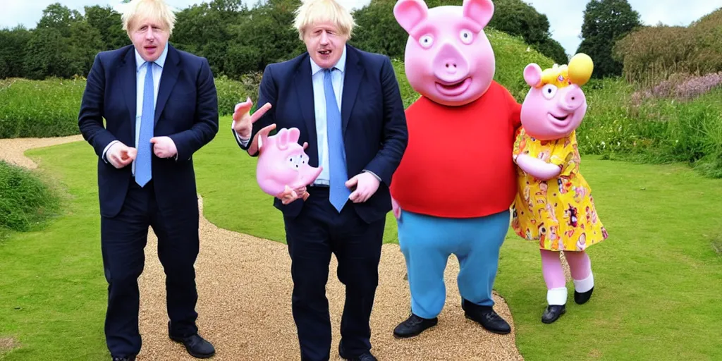 Image similar to boris johnson at peppa pig world