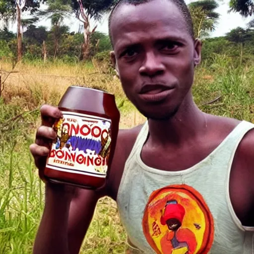 Image similar to bongo man drinking bongo beer on bongo style africa bongo people and love, realistic photo, surreal place