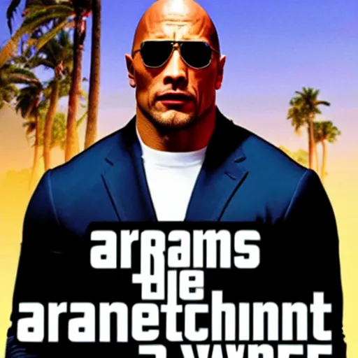 Image similar to dwayne johnson as grand theft auto v cover art,