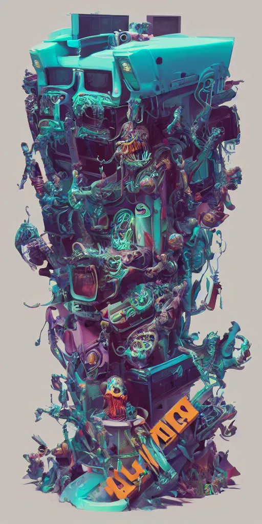 Image similar to musician Jonsk album cover designed by Beeple and nychos. 3D rendering octane.