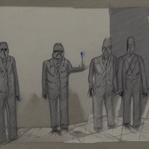 Image similar to zdzislaw bensinski sketch of ghouls in atasehir