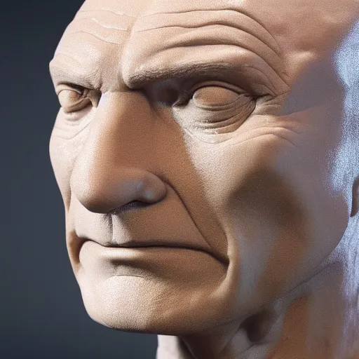 Prompt: clay bust of captain picard, professional lighting, 4 k, detailed