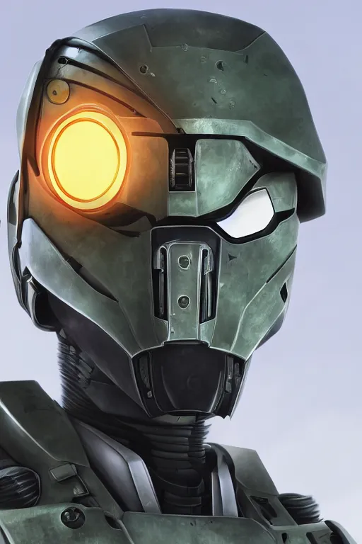 Image similar to robot ninja mask helmet halo master chief radiating a glowing aura global illumination ray tracing hdr fanart arstation by ian pesty and katarzyna da „ bek - chmiel