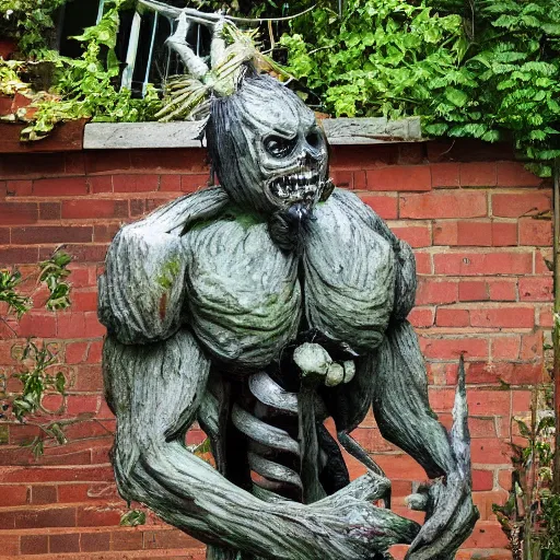 Prompt: starring through your bedroom window to see nightmare fuel standing in your garden