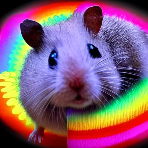 Image similar to a hamster made out of rainbow gems, 8k, hd, light reflection