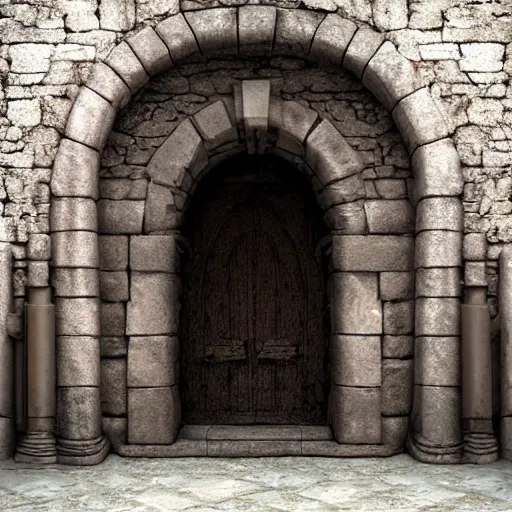 Image similar to beautiful matte painting of the grand ancient stone door, fantasy, sharp focus