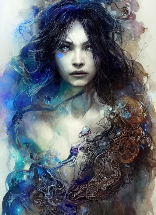 Image similar to portrait, the mystical sage woman who opens the door to the dream realms, watercolor, dramatic lighting, cinematic, establishing shot, extremely high detail, foto realistic, cinematic lighting, pen and ink, intricate line drawings, by Yoshitaka Amano, Ruan Jia, Kentaro Miura, Artgerm, post processed, concept art, artstation, matte painting, style by eddie mendoza, raphael lacoste, alex ross