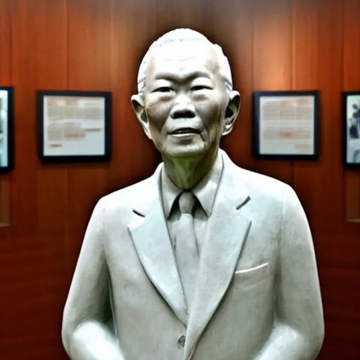 Image similar to photo of a statue of lee kuan yew in a museum