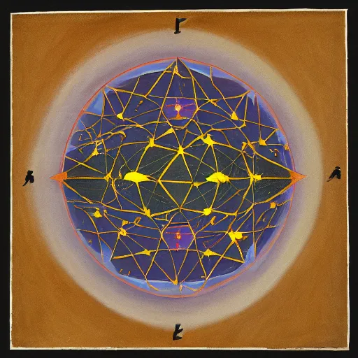 Prompt: 3 dimensional Star map of Sirius A and Sirius B, Painting by the Dogon people of Mali