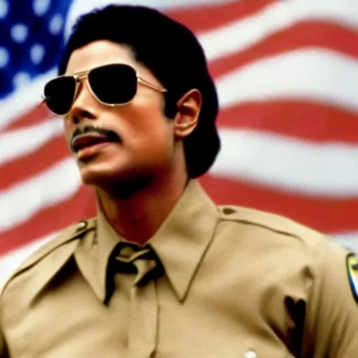 Image similar to a frame from the movie super troopers starring michael jackson