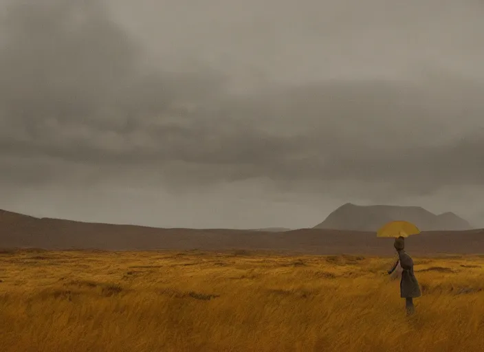 Image similar to A very high resolution image from a new movie, landscape, raining, hot, directed by wes anderson