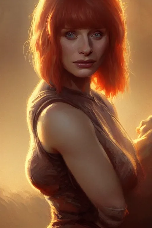 Prompt: natural and radiant Bryce Dallas Howard by Artgerm and Greg Rutkowski, intricate, fertile, highly detailed, digital painting, artstation, concept art, smooth, sharp focus, illustration