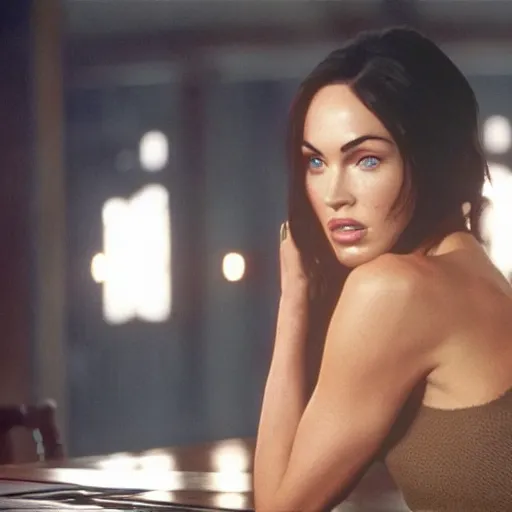 Prompt: Still of Megan Fox on the Jedi Council, Star Wars | Cinematic Lighting, beautiful composition, 8K resolution