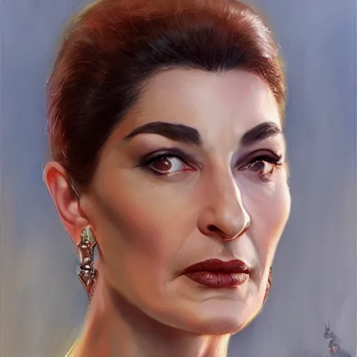 Prompt: Maria Callas, closeup character portrait art by Donato Giancola, Craig Mullins, digital art, trending on artstation