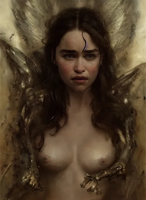 Prompt: emilia clarke staring seductively, staring seductively, detailed by gaston bussiere, bayard wu, greg rutkowski, giger, maxim verehin, greg rutkowski, masterpiece, sharp focus, cinematic lightning
