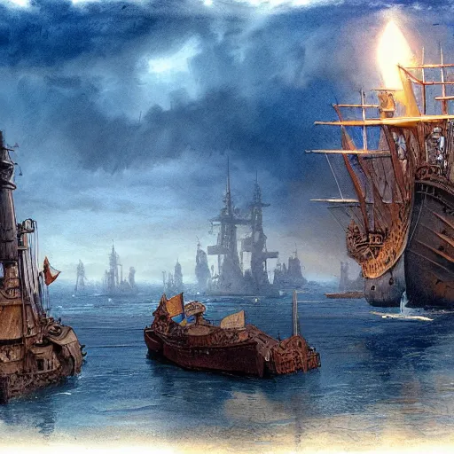 Image similar to captain philips, a detailed matte painting by anton pieck, deviantart contest winner, fantasy art, concept art, official art, matte drawing