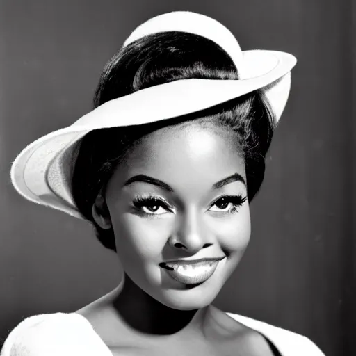 Image similar to black and white photo of a beautiful and elegant 1 9 6 5 young black actress