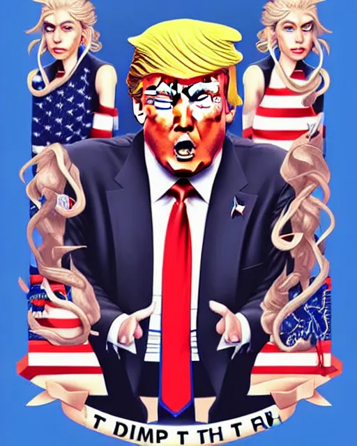 Prompt: digital art, fantasy portrait of donald trump saying i take the 5 th, by james jean, by ross tran, ultra detailed, character design, concept art, trending on artstation,