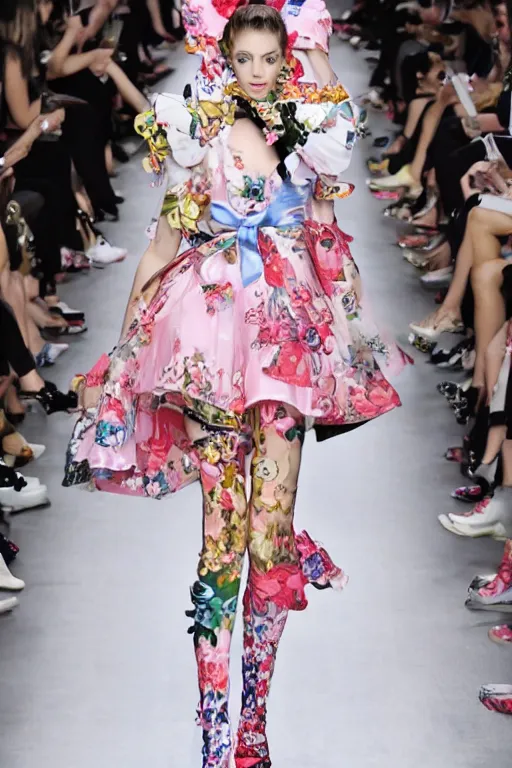 Image similar to sailor moon wearing floral valentino ss 2 0 1 5