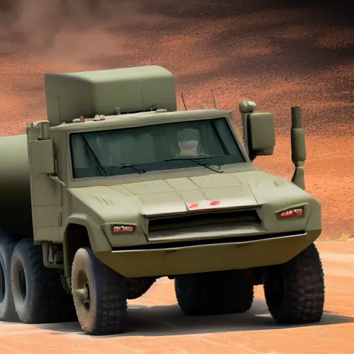 Image similar to high quality image of HIMARS in Cars Pixar Movie, digital art