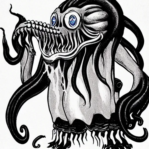 Image similar to a photograph of cthulhu as a japanese mascot, filmic, cinematographic