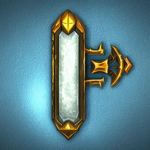 Prompt: a door key, rpg item icon, Warcraft style, outer glow, solid background, trending on artstation