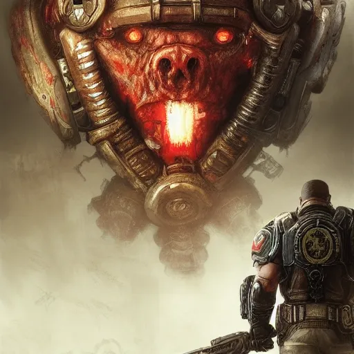 Prompt: Xi Jinping in Gears of War, cover art, ultra wide lens shot , tiny, small, short, cute and adorable, pretty, beautiful, DnD character art portrait, matte fantasy painting, DeviantArt Artstation, by Jason Felix by Steve Argyle by Tyler Jacobson by Peter Mohrbacher, cinematic lighting
