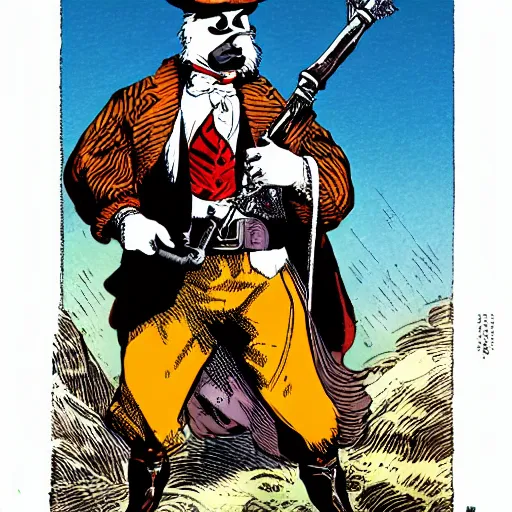 Image similar to a grouse holding a blunderbuss, comic book style, by frank miller, dramatic lighting, high quality, highly detailed