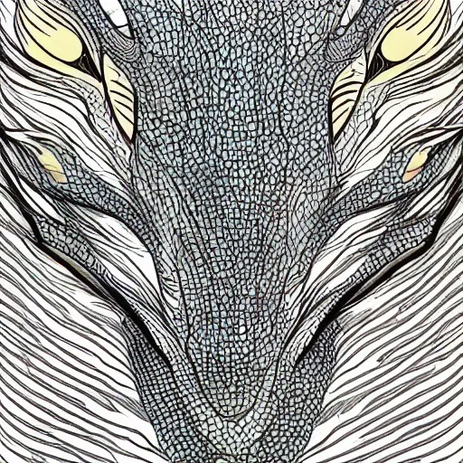 Image similar to Dragon close up of face, abstract, simplified shapes, hypnotic eyes