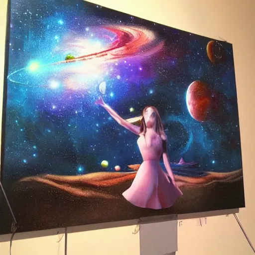 Prompt: best of art station, stunning girl, space theme