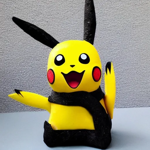 Image similar to Pikachu Sculpture made out of coal