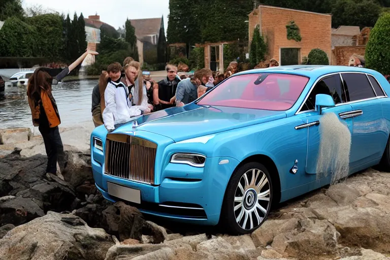 Image similar to stoned teenagers decided to drown Rolls-Royce