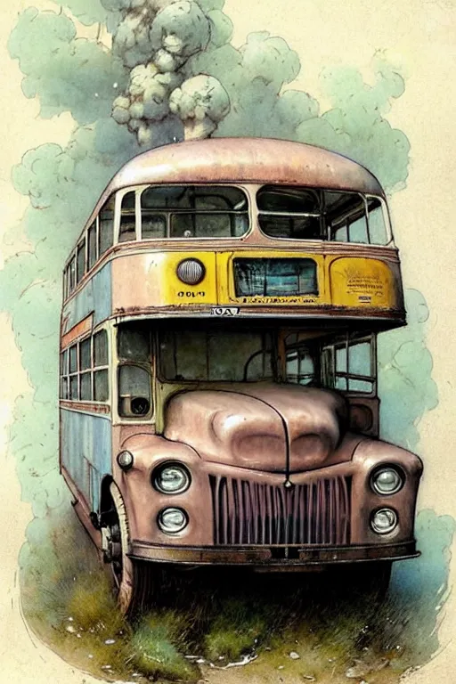 Image similar to ( ( ( ( ( 1 9 5 0 s bus. muted colors. ) ) ) ) ) by jean - baptiste monge!!!!!!!!!!!!!!!!!!!!!!!!!!!