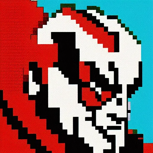 Image similar to pixel art of kratos