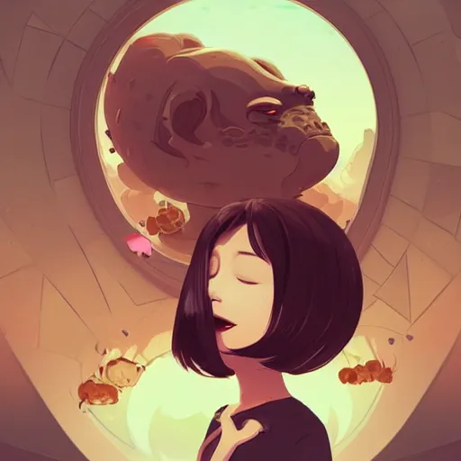 Image similar to a sweet nice looking moloch eating babies. clean cel shaded vector art. shutterstock. behance hd by lois van baarle, artgerm, helen huang, by makoto shinkai and ilya kuvshinov, rossdraws, illustration, art by ilya kuvshinov