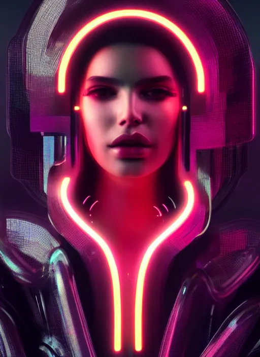 Image similar to a latino female humanoid, cyber neon lighting, futurism, cyberpunk high fashion, glamor profile pose, hyper photorealistic, intricate futuristic jewelry, crispy quality, digital photography, trending in artstation, trending in pinterest, cinematic, 4 k ultra hd, art by pascal blanche, art by greg rutkowski,