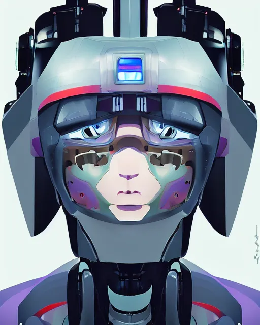 Prompt: a beautiful robot portrait by shinkai