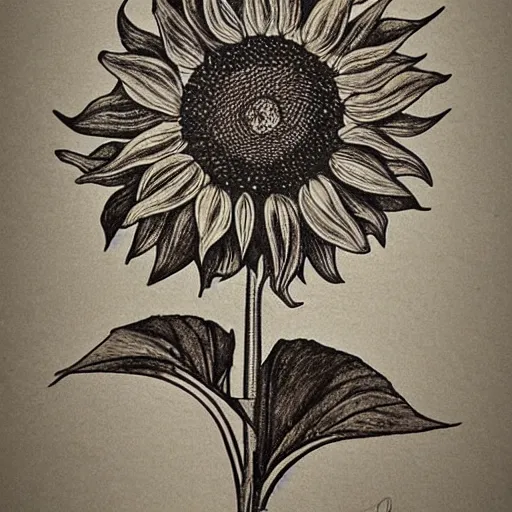 Image similar to sunflower, da vinci style